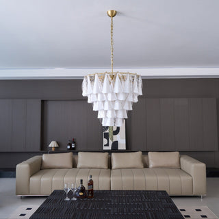 Aurora Lustre Blanc Feuille Verre Superposé Moderne