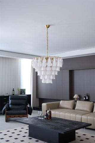 Aurora Lustre Blanc Feuille Verre Superposé Moderne