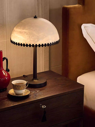 Nuxs Lampe de Table en Albâtre Dôme Élégante