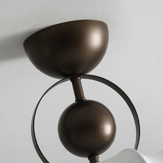 Yunshui Pétale Tissu Bronze Suspension Lumière
