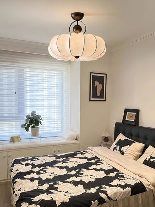 Yunshui Pétale Tissu Bronze Suspension Lumière