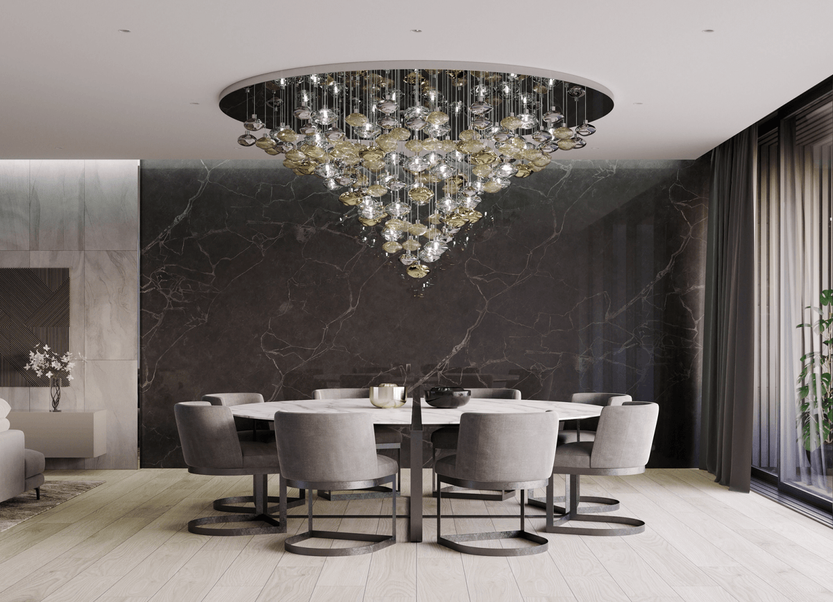 Elmarel Lustre Cristal Flottant Escalier