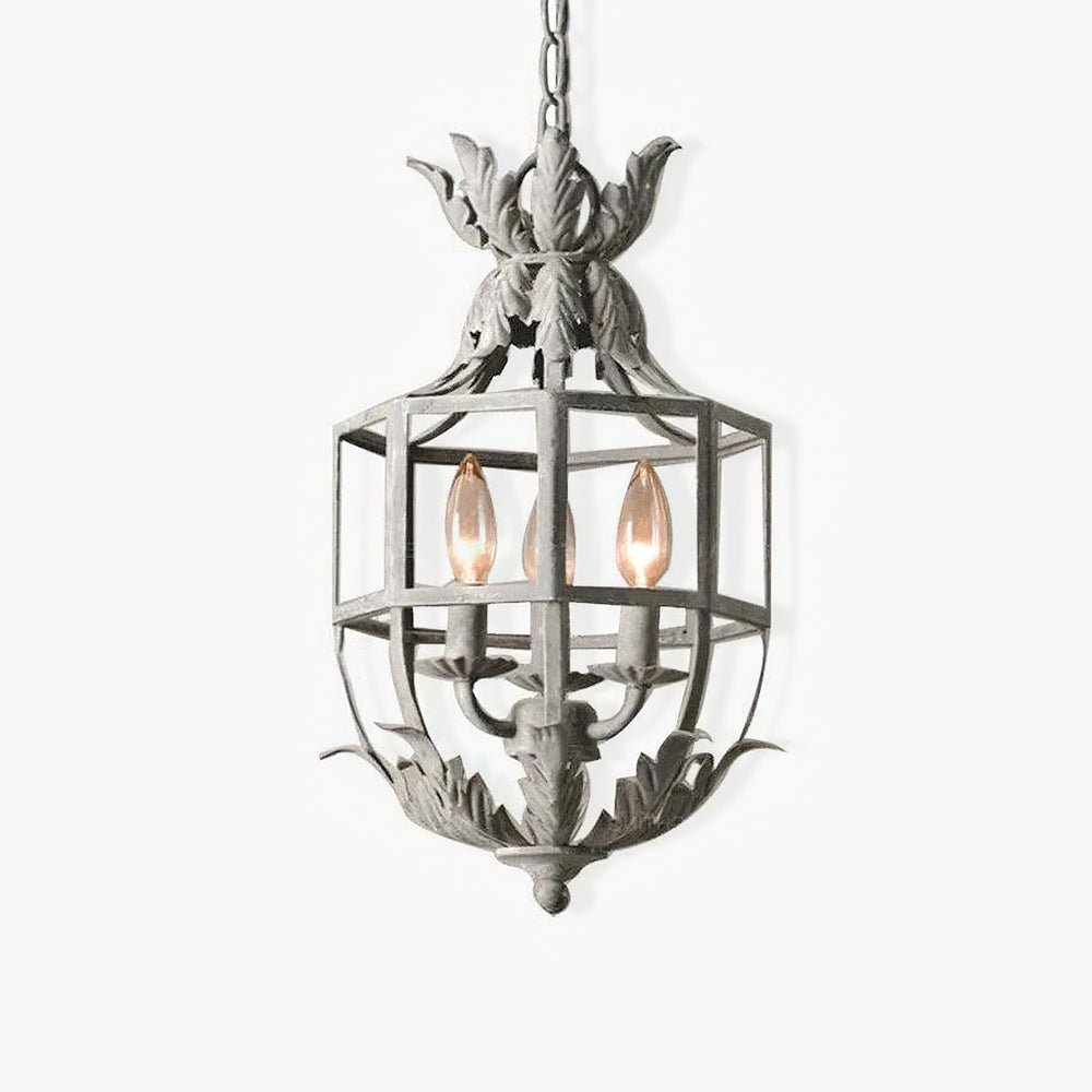 Zorivia Lustre Rétro Cage Grise Bougie