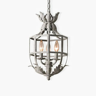 Lustra Lustre Rétro Cage Grise Bougie