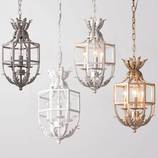 Lustra Lustre Rétro Cage Grise Bougie