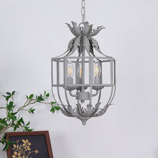 Lustra Lustre Rétro Cage Grise Bougie