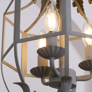 Lustra Lustre Rétro Cage Grise Bougie