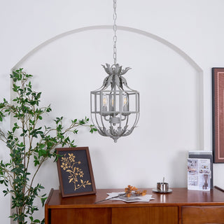 Lustra Lustre Rétro Cage Grise Bougie