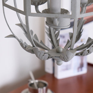 Lustra Lustre Rétro Cage Grise Bougie