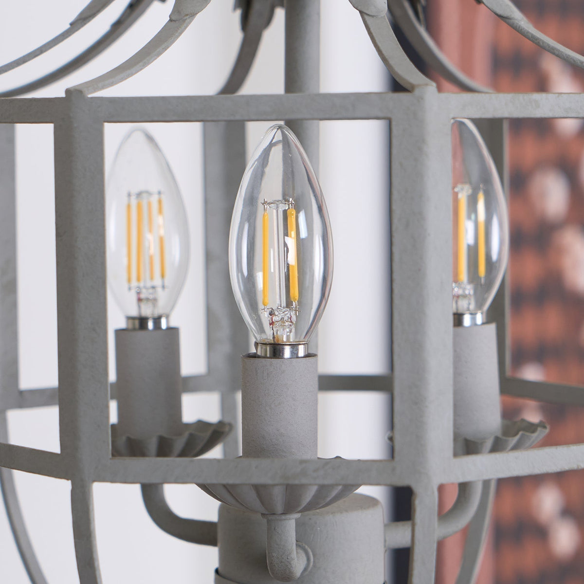 Zorivia Lustre Rétro Cage Grise Bougie