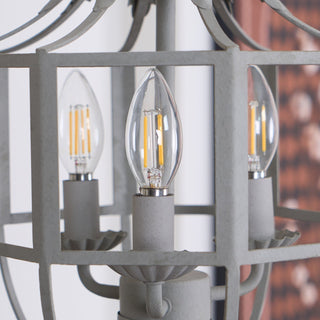 Lustra Lustre Rétro Cage Grise Bougie