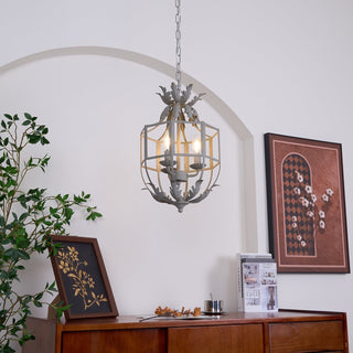 Lustra Lustre Rétro Cage Grise Bougie