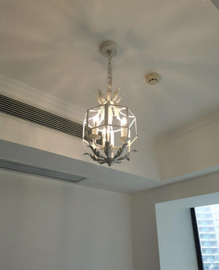 Lustra Lustre Rétro Cage Grise Bougie
