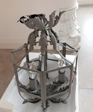 Lustra Lustre Rétro Cage Grise Bougie
