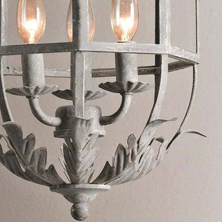 Lustra Lustre Rétro Cage Grise Bougie