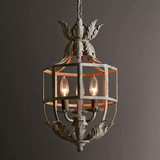 Lustra Lustre Rétro Cage Grise Bougie