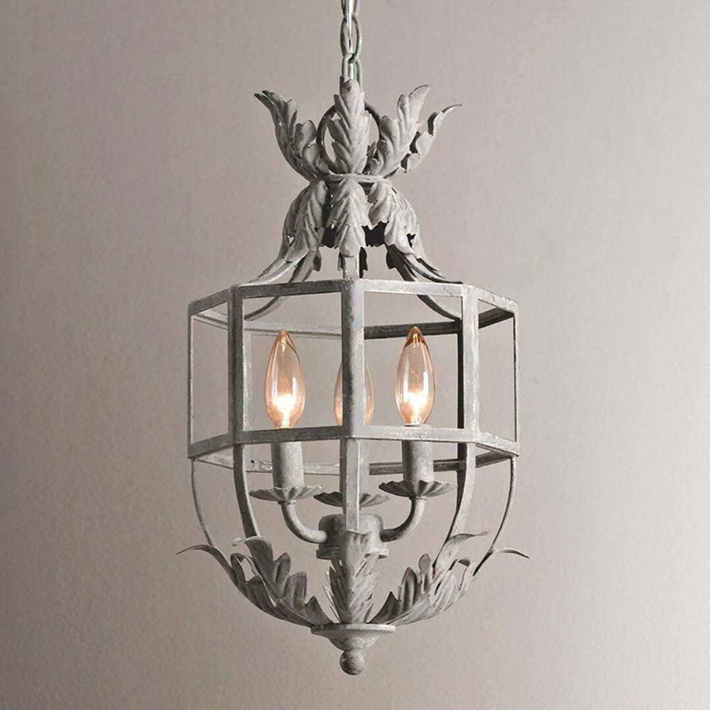 Zorivia Lustre Rétro Cage Grise Bougie