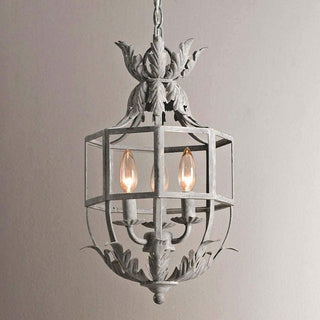 Lustra Lustre Rétro Cage Grise Bougie