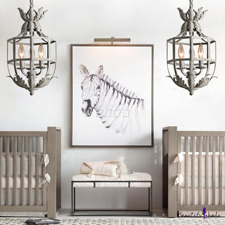 Lustra Lustre Rétro Cage Grise Bougie