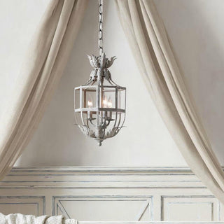 Lustra Lustre Rétro Cage Grise Bougie