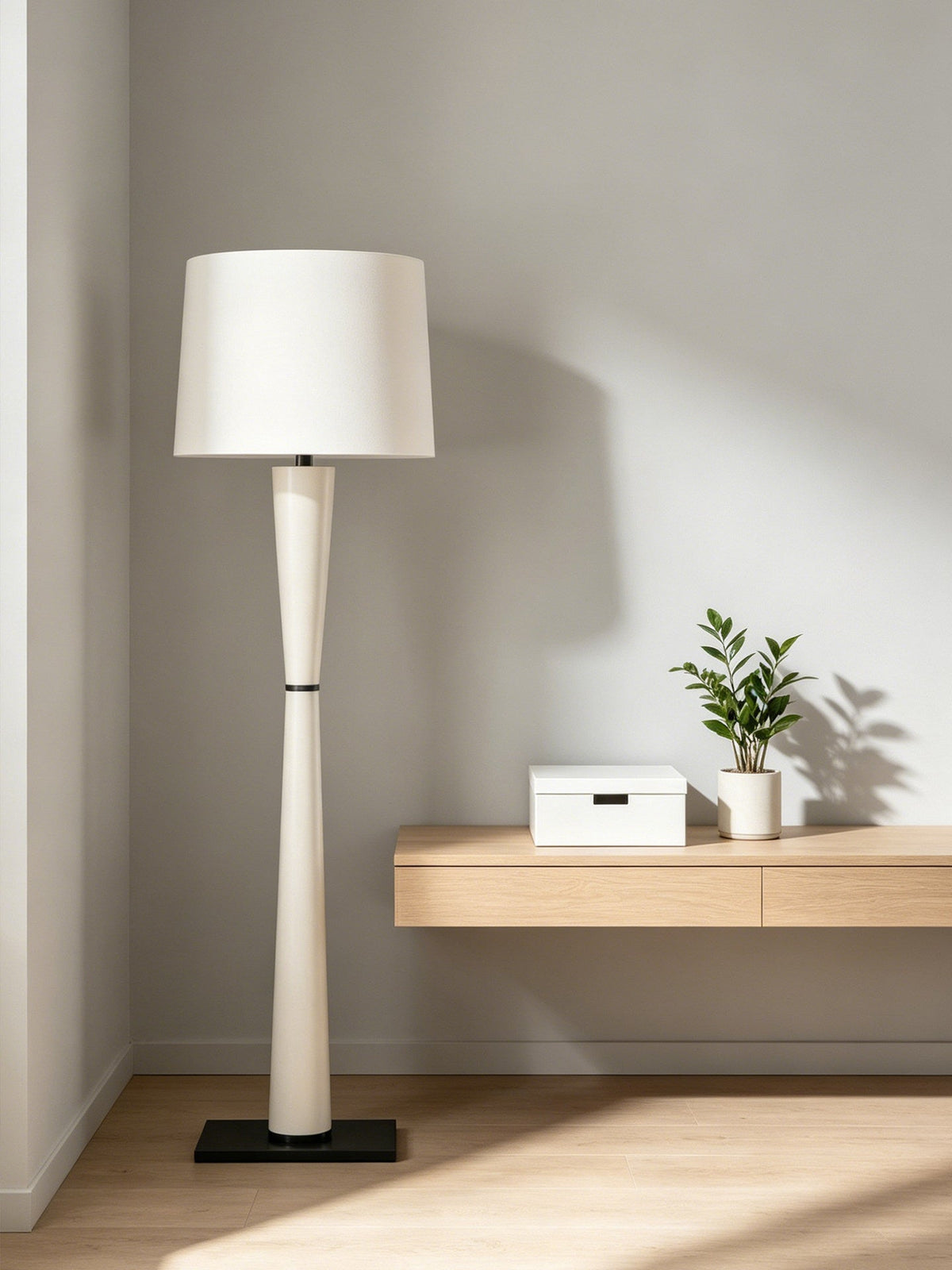 Luxe Leather Floor Lamp-Neutral Decor