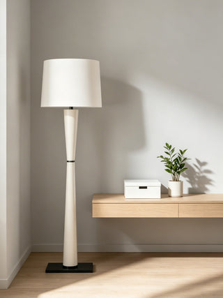 Luxe Leather Floor Lamp-Neutral Decor