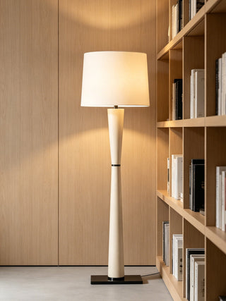 Luxe Leather Floor Lamp-Neutral Decor