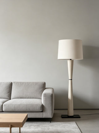 Luxe Leather Floor Lamp-Neutral Decor