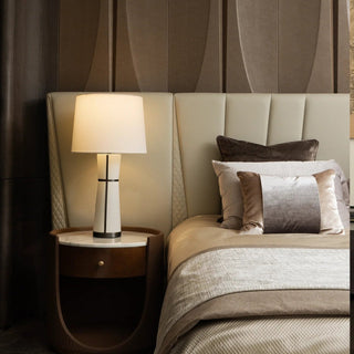 Luxe Leather Table Lamp-Neutral Decor