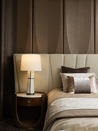 Luxe Leather Table Lamp-Neutral Decor