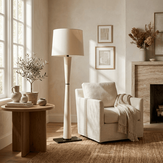 Luxe Leather Floor Lamp-Neutral Decor