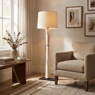 Luxe Leather Floor Lamp-Neutral Decor