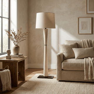 Luxe Leather Floor Lamp-Neutral Decor