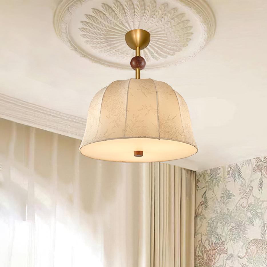 Ceiling Light in Fabric, Metal and Wood for Warm Interiors Elegant-Neutral Decor