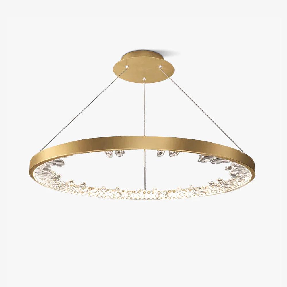 Floresa Lustre Cercle Cristal Anneau Doré Élégant
