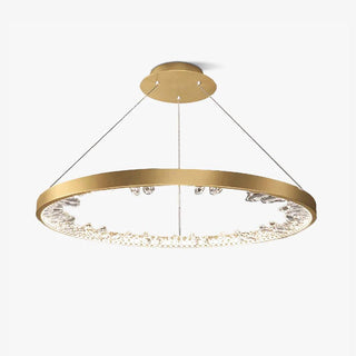 Lustra Lustre Cercle Cristal Anneau Doré Élégant
