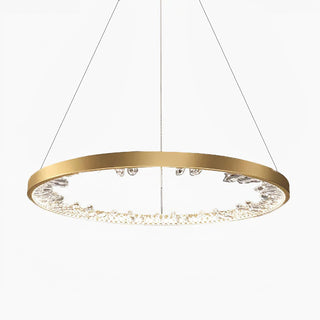 Lustra Lustre Cercle Cristal Anneau Doré Élégant