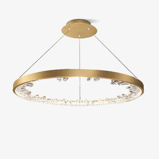 Lustra Lustre Cercle Cristal Anneau Doré Élégant