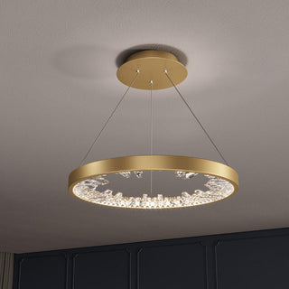 Lustra Lustre Cercle Cristal Anneau Doré Élégant