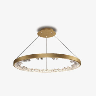 Lustra Lustre Cercle Cristal Anneau Doré Élégant
