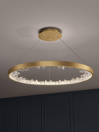 Lustra Lustre Cercle Cristal Anneau Doré Élégant