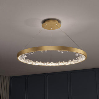 Lustra Lustre Cercle Cristal Anneau Doré Élégant