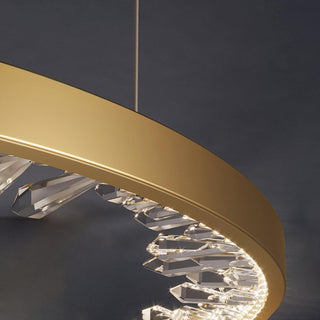 Lustra Lustre Cercle Cristal Anneau Doré Élégant