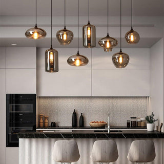 June Suspension Luminaire Industriel Verre Gris Fumé
