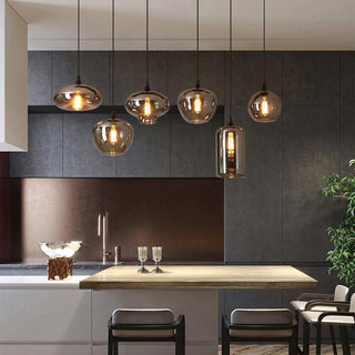 June Suspension Luminaire Industriel Verre Gris Fumé