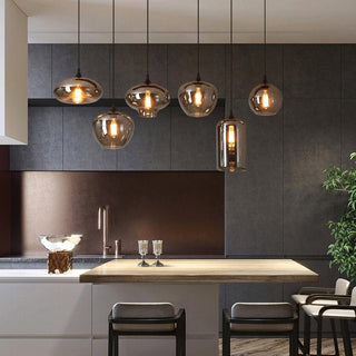 June Suspension Luminaire Industriel Verre Gris Fumé