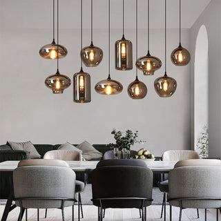 June Suspension Luminaire Industriel Verre Gris Fumé