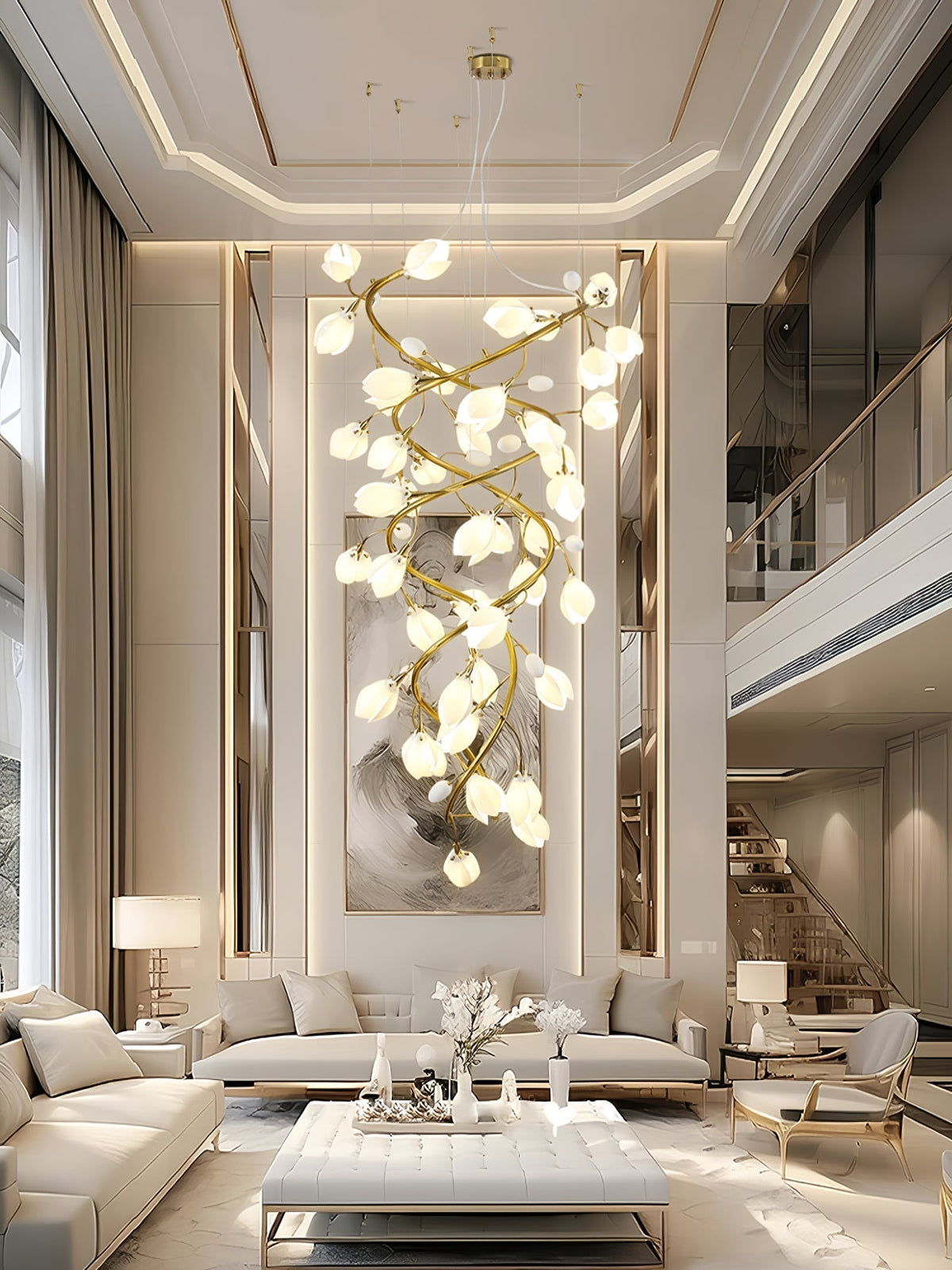 Evene Lustre Spirale Céramique Laiton