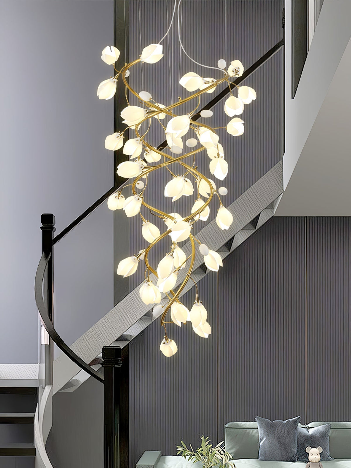 Evene Lustre Spirale Céramique Laiton