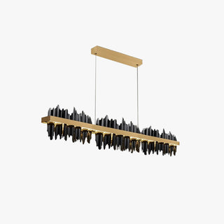 Kristy Lustre LED Rectangles Verre/Métal Noire Or Salon